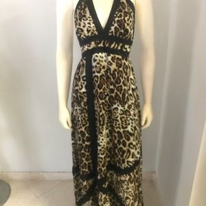 Long silk leopard dress